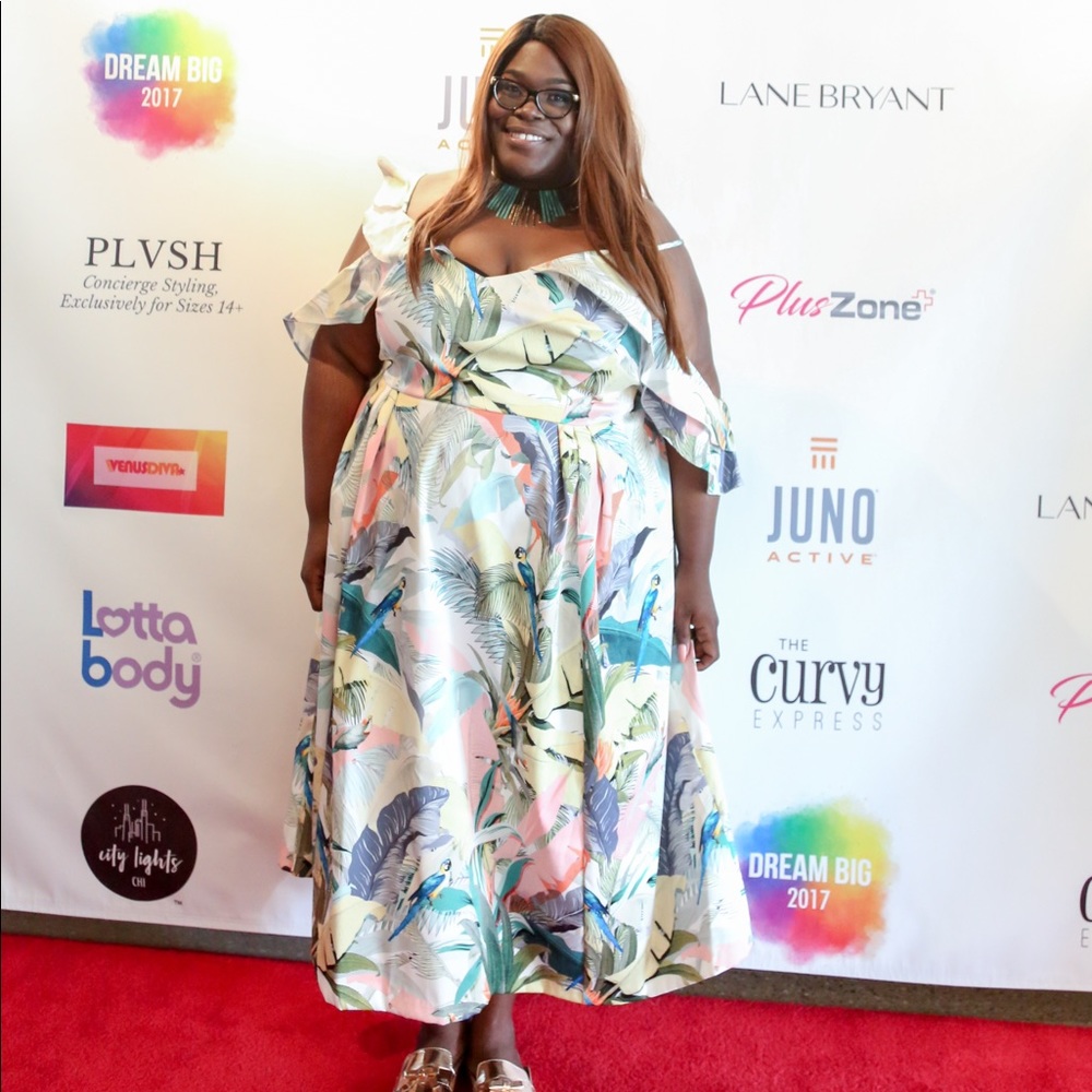 ASOS Curve Floral Bird Spring/Summer Party Dress - Picture 12 of 14